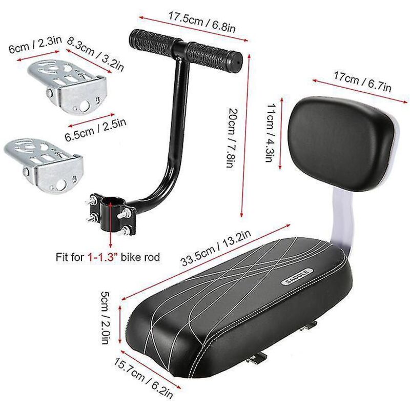 Fahrradzubehör Und -teile: Fahrrad-rücksitz, Kindersattel Mit Rückenlehne, Lenker, Fußstützen Und Pedale (3-teilig).
