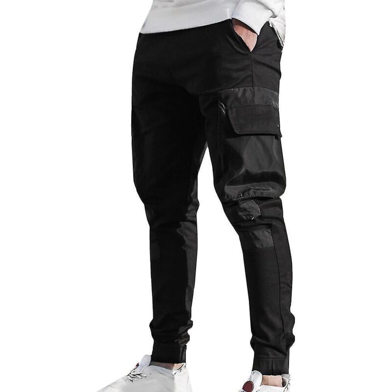 Herren-cargohose Mit Mehreren Taschen, Schmale Passform, Ideal Zum Joggen Und Für Die Arbeit – Xl – Schwarz