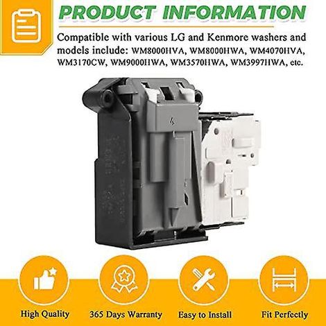Techecook Ersatzteil Für Den Türverriegelungsschalter Der Waschmaschine, Kompatibel Mit Kenmore/lg Waschmaschinen (originalteil).