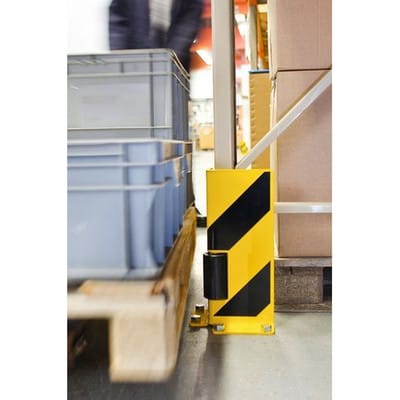 Moravia Anfahrschutz Winkel mit Leitrolle schwarz/gelb 400 x 160 x 6 mm