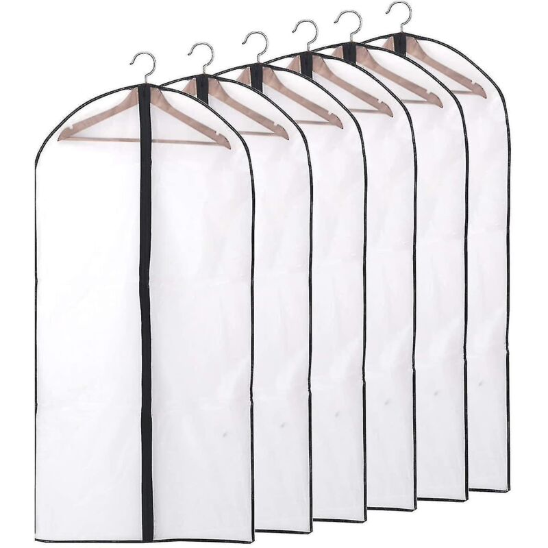 Transparente Kleidersäcke, [6 Stück], Mit Reißverschluss – Schwarz – 60 X 140 Cm