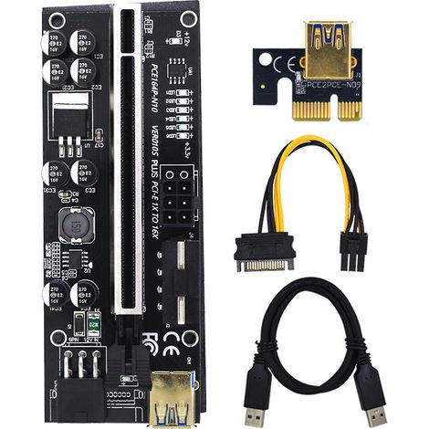 010s Plus Pcie Riser Pci Für Express X1 Auf X16 Usb 3.0 Adapter Led-laufschriftblitz 8 Kapazitäten
