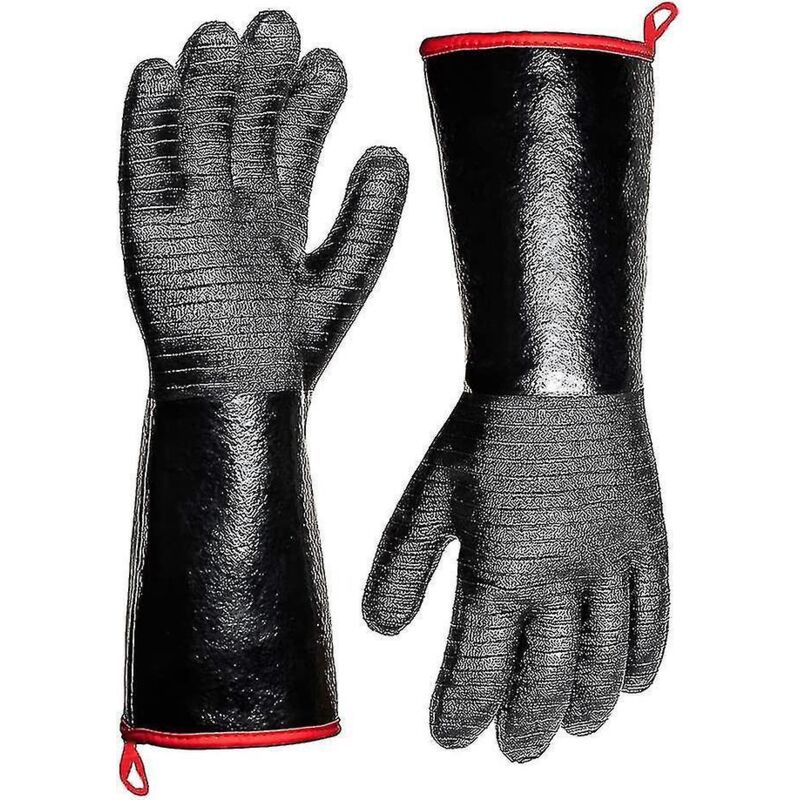 Extrem Hitzebeständige Grillhandschuhe (932f), Wasserdicht Und Langärmelig, Für Fritteuse, Backofen, Smoker, Feuer- Und Ölbeständig.