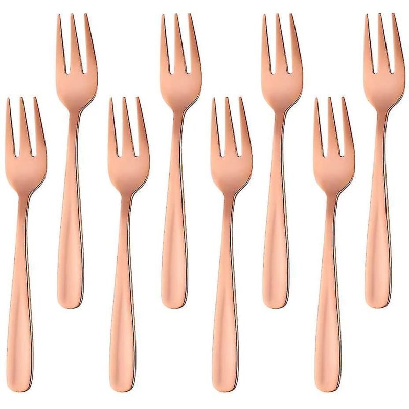 Teegabeln, Kleine Dessertgabeln, Kuchengabeln, Schwarzer Edelstahl, 8er-set, Roségold