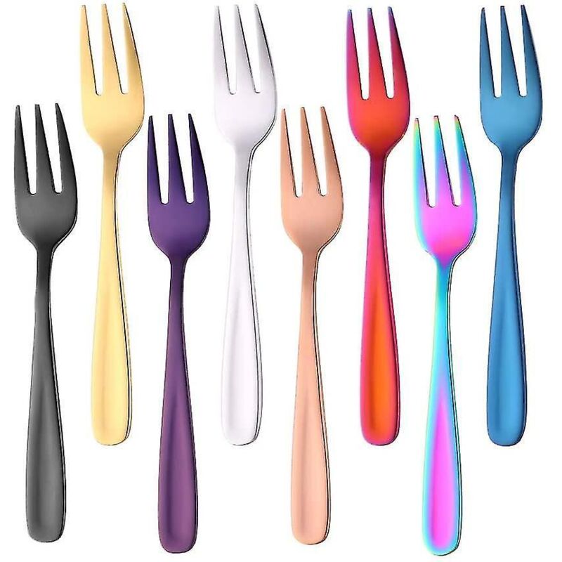 Teegabeln, Kleine Dessertgabeln, Kuchengabeln Aus Schwarzem Edelstahl, 8er-set, 8 Farben