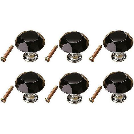 Set Mit 6 Ultraleichten 40-mm-schubladengriffen Aus K9-kristallglas Und Zinklegierung Für Möbel – Schwarz