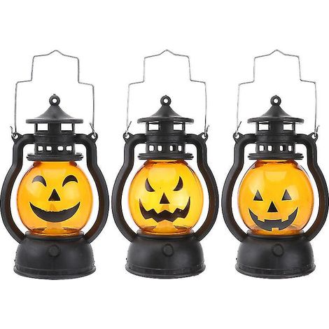 Set Mit 3 Halloween-kürbislampen
