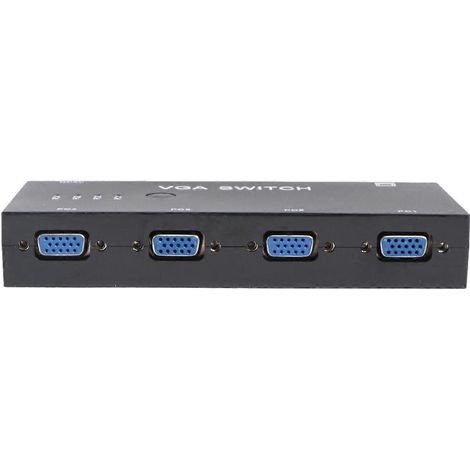 Vga-video-umschaltbox Mit 4 Eingängen Und 1 Ausgang Für Lcd-pc-videokonverter (schwarz) – 15 X 6,7 Cm – Schwarz