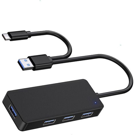 Usb 3.0 Hub, Ultraschlanker 4-port-usb-datenhub Mit 2-wege-usb-typ-c-kabel, Kompatibel Mit Macbook, Mac Pro, Mac Mini, Imac Und Surface Laptops.