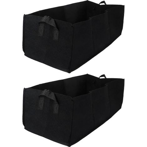 Set Mit 2 Quadratischen Pflanzsäcken Für Erdbeeren, Wurzelkontrollsäcken, Anzuchtsäcken Für Blumen Und Gemüse, Gewächshaus-gartenwerkzeug (elegantes Schwarz, Mittlere Größe) - 50,00 X 30,00 X 20,00