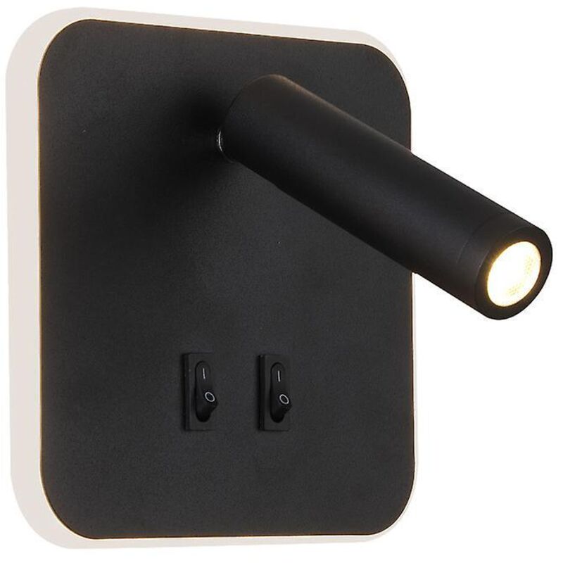 Runde Schwarze Led-nachttischlampe, 9 W, 3000 K Warmweißes Licht, Mit Schalter