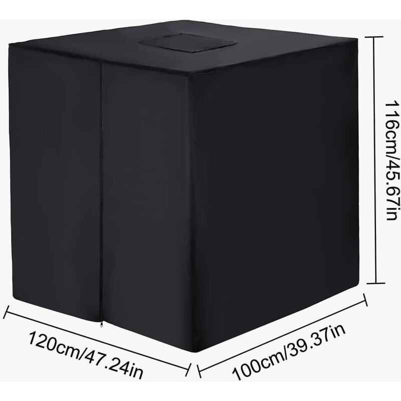 Abdeckung Für 1000-liter-ibc-container, 420d-gewebe, Uv-schutz, Reißverschluss, 120 X 100 X 116 Cm, Schwarz
