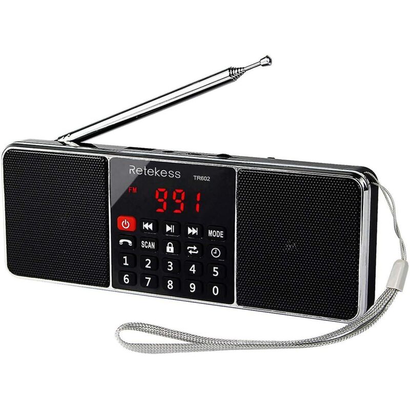 Schwarzes, Wiederaufladbares, Tragbares Am/fm-stereo-bluetooth-radio Mit Kabellosem Mp3-lautsprecher, Aux-eingang, Tf-karten- Und Usb-stick-kompatibilität Sowie Sleep-timer