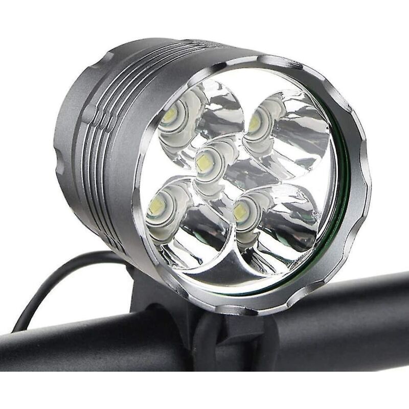 Fahrradlampe, 6000 Lumen, 5 Leds, Wasserdichte Stirnlampe Für Mountainbikes Mit Wiederaufladbarem Akku, 3 Beleuchtungsmodi.