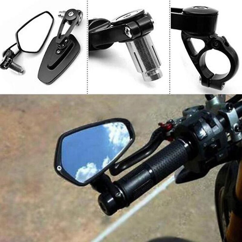 Universeller Motorradlenkerspiegel, Universeller Rückspiegelreflektor (schwarz) (2 Stück)