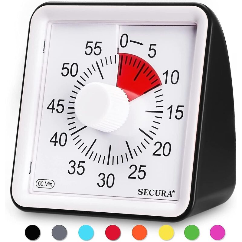 Visueller 60-minuten-timer, Stiller Countdown Für Kinder Und Erwachsene, Schwarz, Ideal Fürs Klassenzimmer
