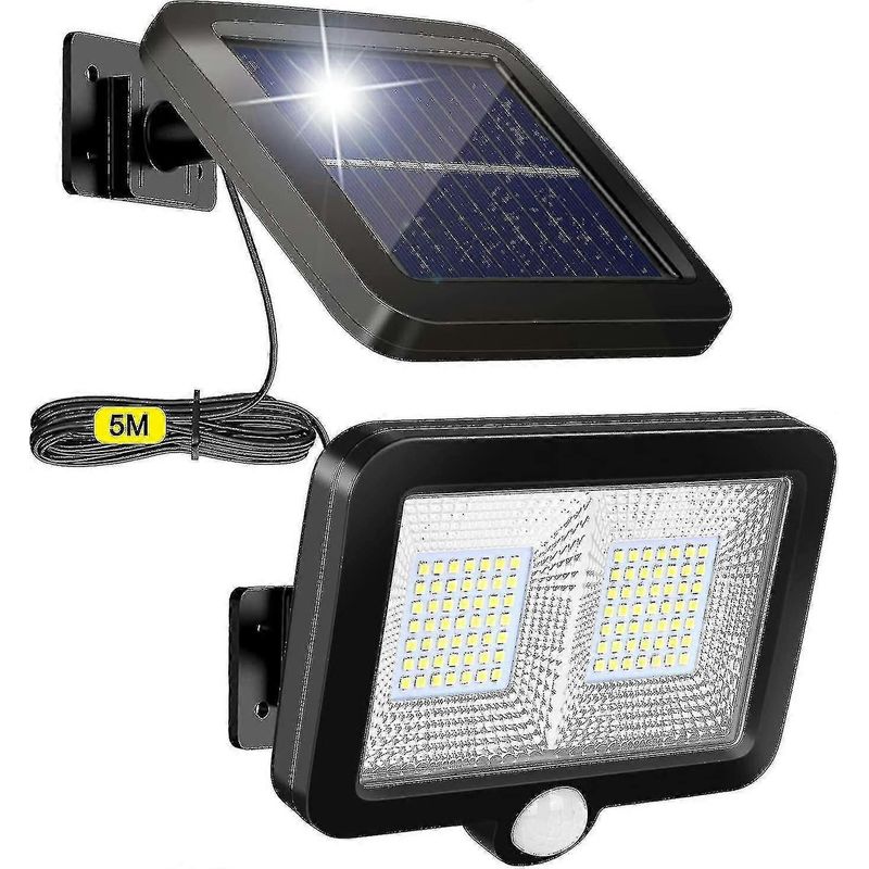Solarbetriebener Außenstrahler Mit Bewegungsmelder, 98 Leds, Ip65 Wasserdicht, 120° Abstrahlwinkel, Mit 5 M Kabel, Ideal Für Gartenhaus, Garage Usw.