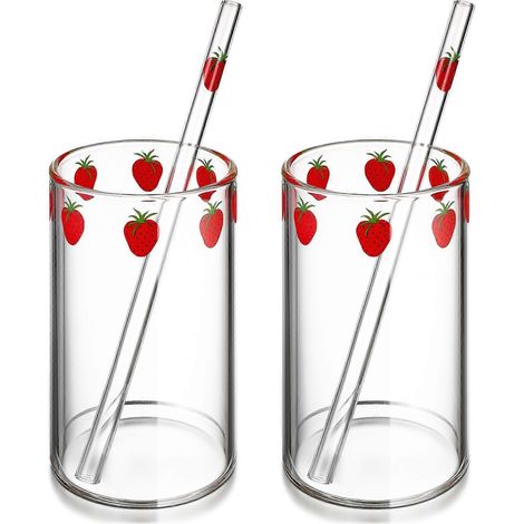 Set Mit 2 Praktischen Trinkbechern Mit Strohhalm Für Zuhause, Transparente Und Kompakte Trinkflaschen Mit Strohhalm Für Den Innenbereich – 11,00 X 6,50 X 6,50 Cm