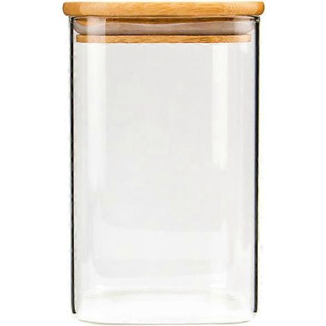 Quadratisches Glasgefäß, Luftdichter Aufbewahrungsbehälter Für Losen Tee Oder Kaffeebohnen (950 Ml) – 10 X 10 X 15 Cm