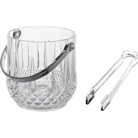 Set Aus 2 Tragbaren Eisbehältern Aus Kunststoff Mit Eiszange Und Eisbehälter (transparent) – 13,00 X 12,00 X 12,00 Cm – Transparent