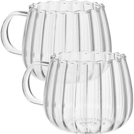 Set Aus 2 Durchsichtigen Glasbechern Mit Henkeln, Kaffee-, Tee- Oder Suppentassen, Transparente Trinkgläser – 11,50 X 8,00 X 7,00 Cm – Transparent