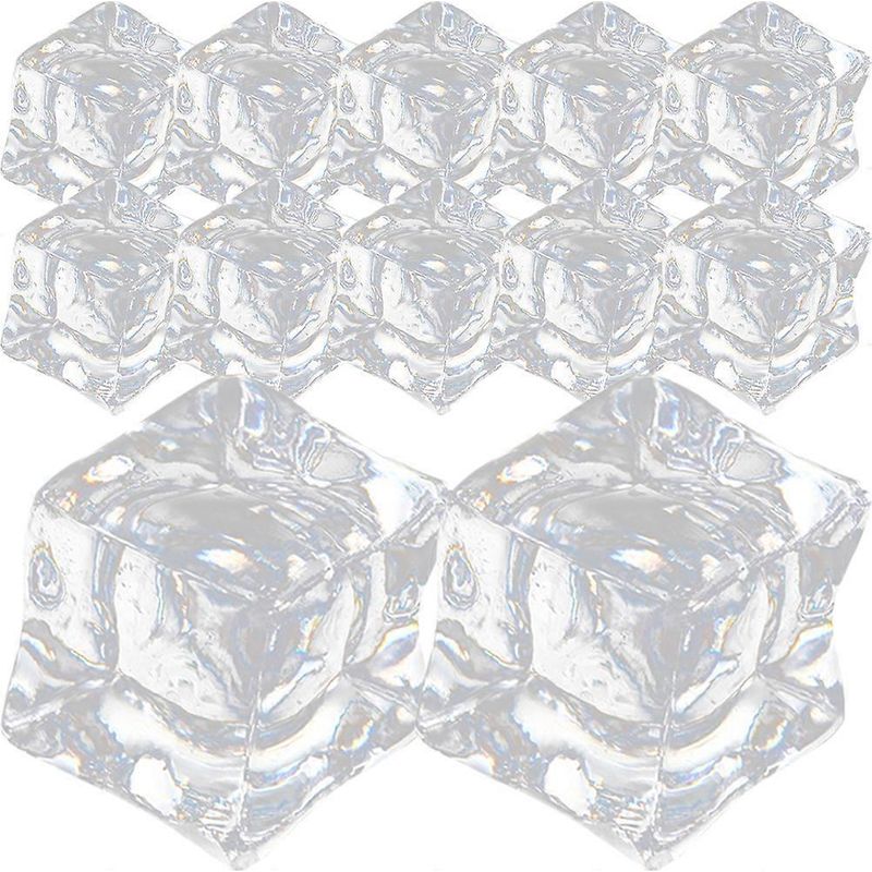 60 Dekorative, Transparente, Künstliche Eiswürfel In Kristalloptik, Quadratisch Und Künstlich. – 2 X 2 X 2 Cm
