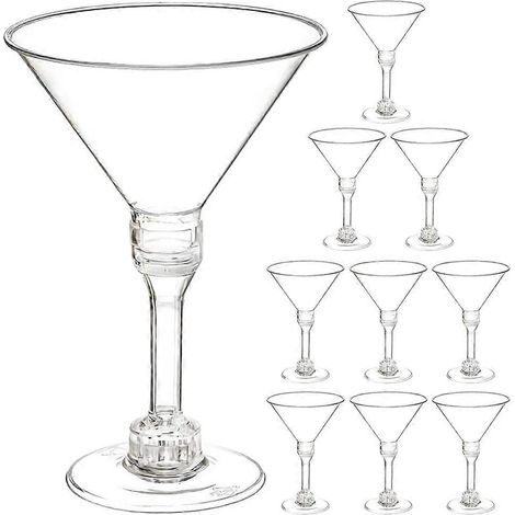 Set Mit 10 Durchsichtigen Weingläsern, Transparenten Martinigläsern Aus Kunststoff, Martini-behältern – 14 X 9,4 X 9,4 Cm – Durchsichtig