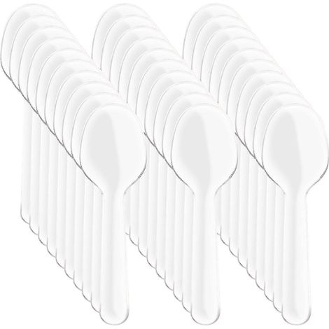 200 Transparente Einweglöffel Aus Kunststoff, Besteck Für Desserts Und Eiscreme.