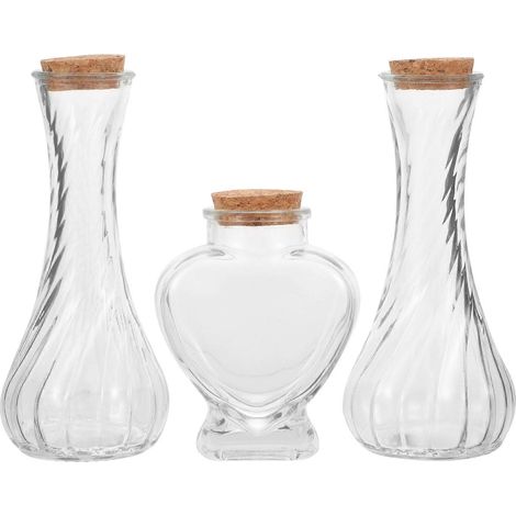 Set Mit 3 Glas-wunschflaschen, Dekorative Schwimmflaschen Für Die Sandzeremonie Bei Hochzeiten – 15 X 6,5 Cm – Transparent