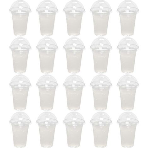 Set Mit 30 Kunststoff-trinkbechern, Multifunktionalen Saftbechern, Transparenten Milchbechern, Tragbaren Saftbechern – 14,00 X 9,50 X 9,50 Cm – Transparent
