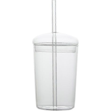 Großes Glas Mit Strohhalm Für Getränke Im Haushalt. – 14,70 X 8,20 X 8,20 Cm – Transparent