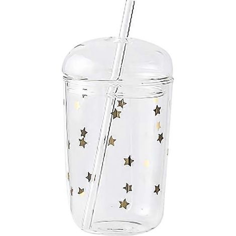 Großes Glas Mit Strohhalm Für Getränke Im Haushalt.