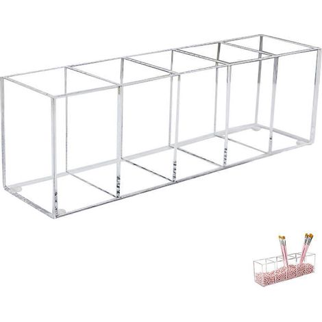 Multifunktionaler Stiftehalter, Make-up-pinselhalter, Aufbewahrungsschrank Für Bürobedarf – 25 X 8 X 6,5 Cm – Transparent