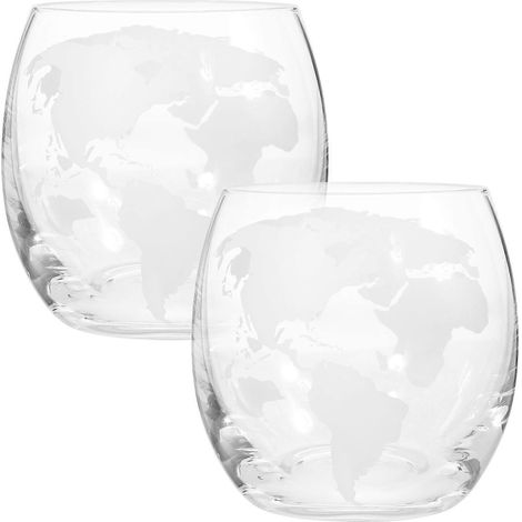 Set Mit 2 Transparenten, Bedruckten Trinkgläsern – 8,50 X 8,50 X 8,50 Cm – Transparent