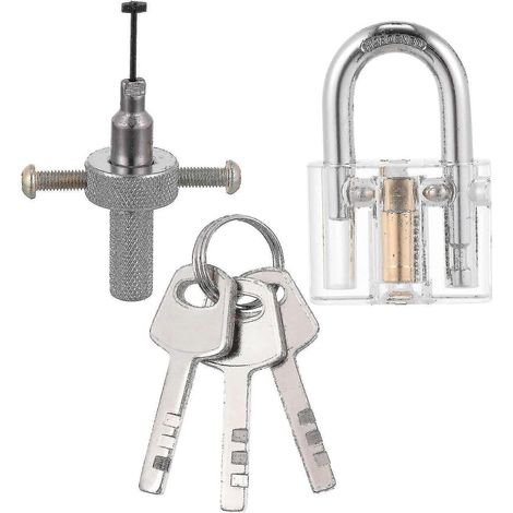 A-1 Transparentes Vorhängeschloss Mit Haltescheibe, Werkzeug Zum Öffnen Von Schlössern Und 3 Schlüsseln – 1 Set