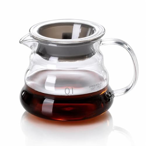 Kaffeekanne Aus Glas, Kaffeekrug Aus Glas, Universal-kaffeekanne Teekanne Aus Klarglas, Für Filterkaffee, Cold Brew, Heißgetränke, Zuhause Und Büro (360 Ml)