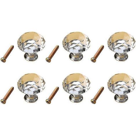 Set Mit 6 Ultraleichten 40-mm-schubladengriffen Aus K9-kristallglas Und Zinklegierung Für Möbel – Transparent