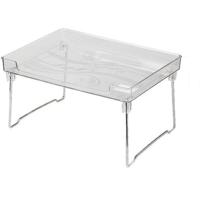 Transparenter Und Verchromter Organizer Aus Robustem Kunststoff Und Metall Zur Aufbewahrung Von Gegenständen In Schränken, Küchen, Badezimmern Und Im Kosmetikbereich.