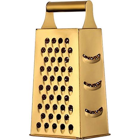 Edelstahlreibe Für Den Hausgebrauch, Robuste Käsereibe, Gemüsereibe, Hobel – 23,90 X 11,30 X 8,50 Cm – Gold