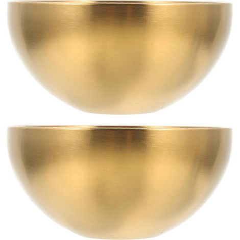 Set Aus 2 Einlagigen Reis-/nudelschalen Aus Edelstahl, Praktische Salatbehälter – 12,10 X 12,10 X 5,80 Cm – Gold