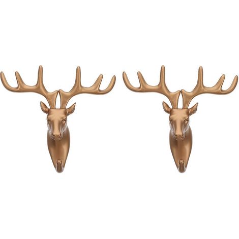Set Mit 2 Kreativen, Tierförmigen Wandhaken Für Wohn- Und Schlafzimmer – 16,50 X 16,00 X 6,50 Cm – Gold