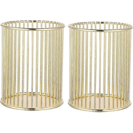 Set Mit 2 Hohlen Metall-stifthaltern (gold) - 10x8cm - Gold
