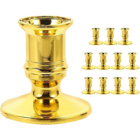 Set Mit 12 Dekorativen Tischkerzenhaltern Für Hochzeitskerzen – 6,00 X 5,80 X 5,80 Cm – Gold