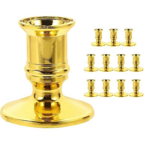 Set Mit 12 Dekorativen Tischkerzenhaltern Für Hochzeitskerzen – 6,00 X 5,80 X 5,80 Cm – Gold
