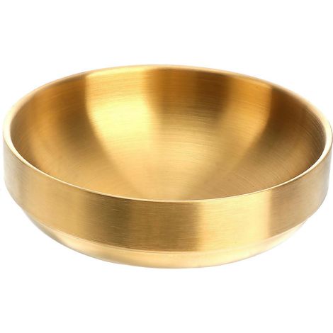 Doppelschüssel Aus Goldfarbenem Edelstahl, 19 Cm, Dickwandig, Ideal Für Suppe, Bibimbap Und Nudelsuppe (gold) – 19,00 X 19,00 X 6,50 Cm – Gold
