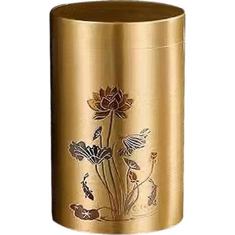 Zarte Teedose Aus Messing, Luftdichter Behälter Zur Aufbewahrung Von Tee, Tragbare Teedose Aus Metall – 8,2 X 5 Cm – Gold