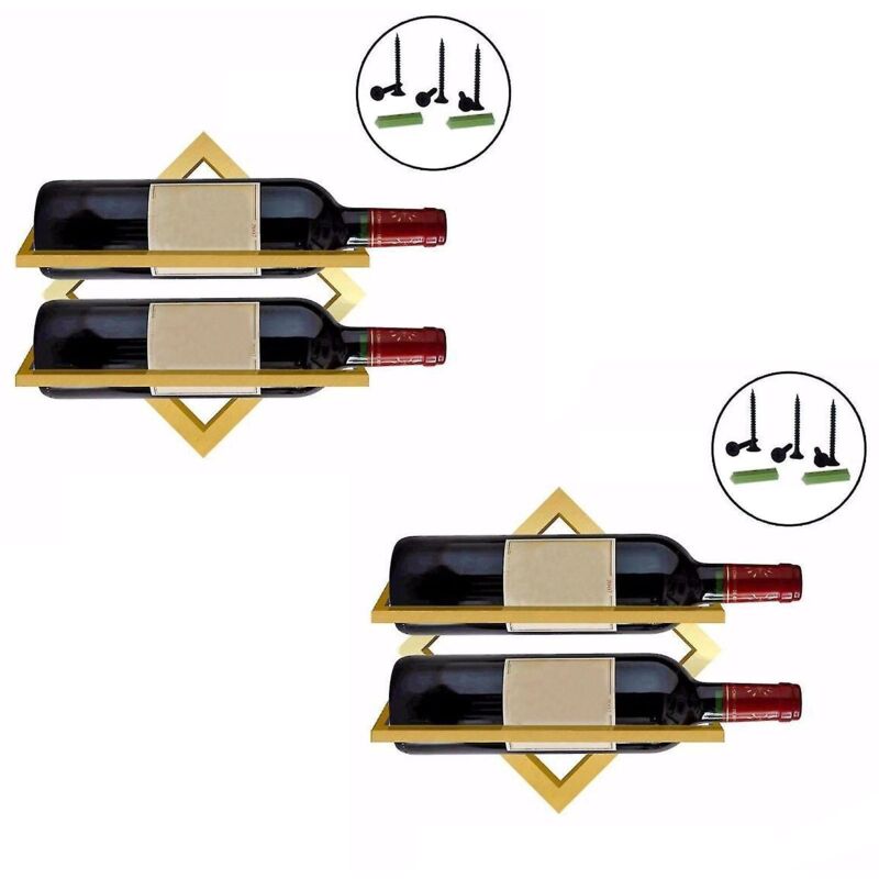 Set Aus 2 Wand-weinregalen Aus Metall, 26,7 X 26,7 Cm, Für Zuhause, Küche Oder Bar – Gold