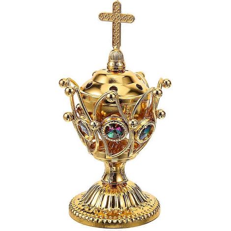Elektrischer Räuchergefäß Im Orientalischen Stil, Tisch-räuchergefäß Aus Metall (mit Stecker) – 14,00 X 9,00 X 9,00 Cm – Gold