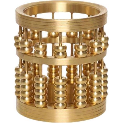 Stiftehalter Aus Messing In Form Eines Chinesischen Abakus, Handgefertigter Schreibtisch-stiftehalter Aus Metall In Form Eines Abakus. – 6,1 X 4,8 Cm – Gold