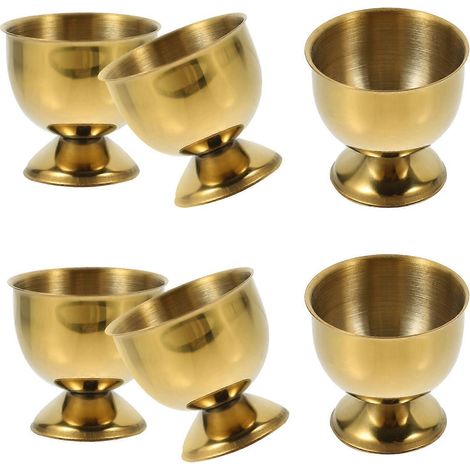 6-teiliges Set Aus Edelstahl-eierbechern, Tisch-eierhaltern, Kleinen Bier- Und Weingläsern – 4,70 X 4,70 X 4,70 Cm – Gold